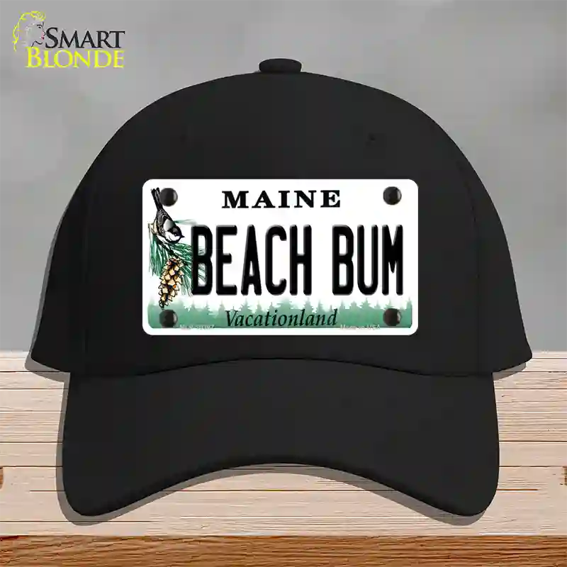 Beach Bum Maine Novelty License Plate Hat Cotton / Black