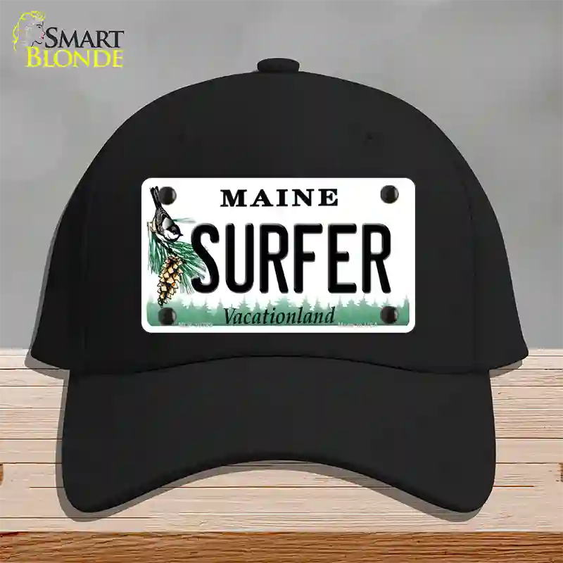 Surfer Maine Novelty License Plate Hat Cotton / Black