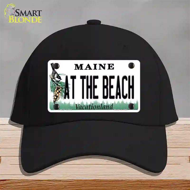 At The Beach Maine Novelty License Plate Hat Cotton / Black