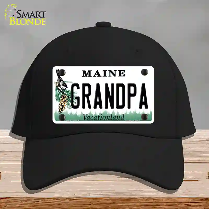 Grandpa Maine Novelty License Plate Hat Cotton / Black