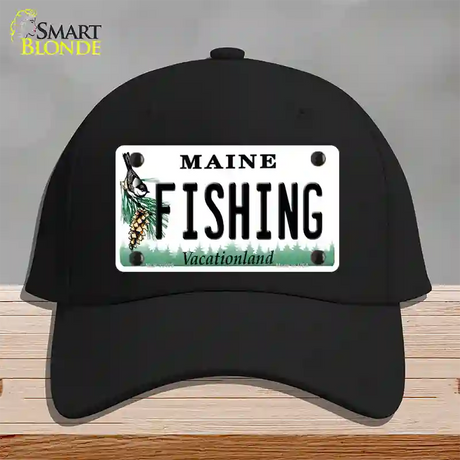 Fishing Maine Novelty License Plate Hat Cotton / Black