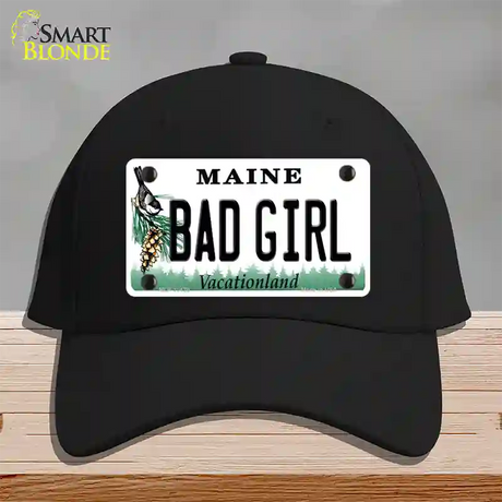 Bad Girl Maine Novelty License Plate Hat Cotton / Black