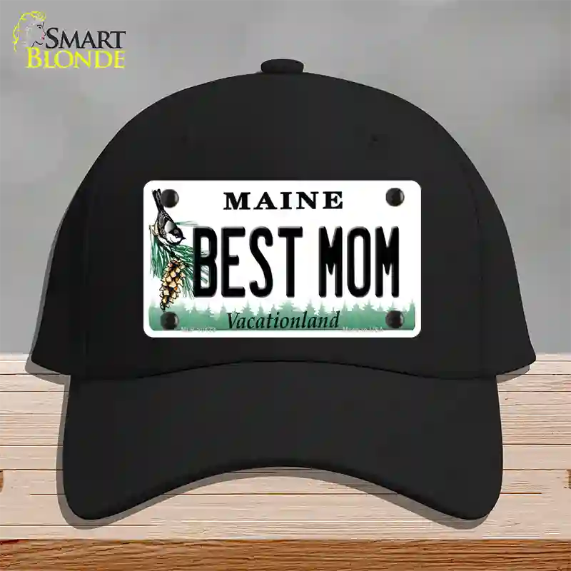 Best Mom Maine Novelty License Plate Hat Cotton / Black