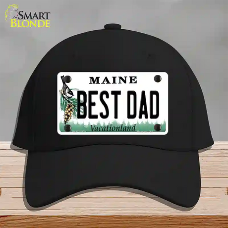 Best Dad Maine Novelty License Plate Hat Cotton / Black