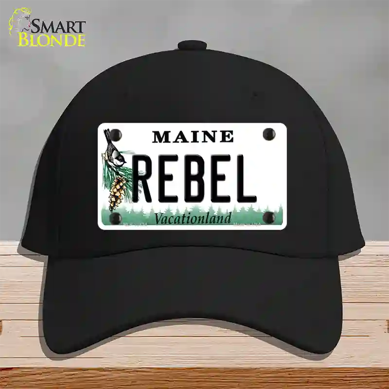 Rebel Maine Novelty License Plate Hat Cotton / Black