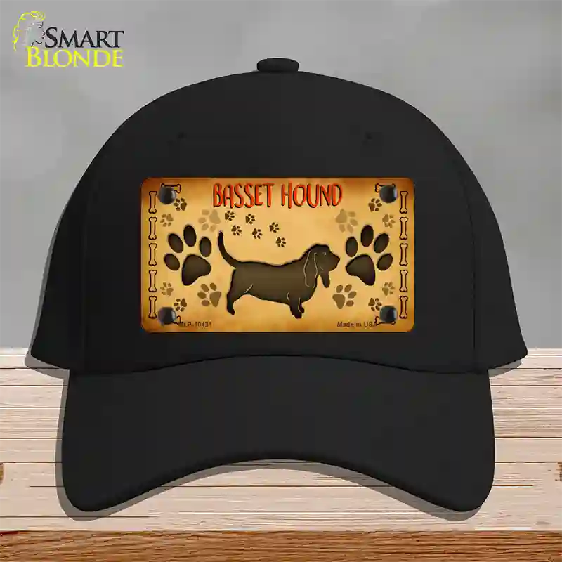 Basset Hound Novelty License Plate Hat Cotton / Black