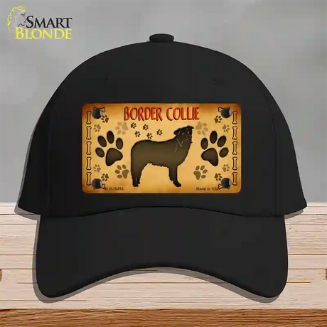 Border Collie Novelty License Plate Hat Cotton / Black