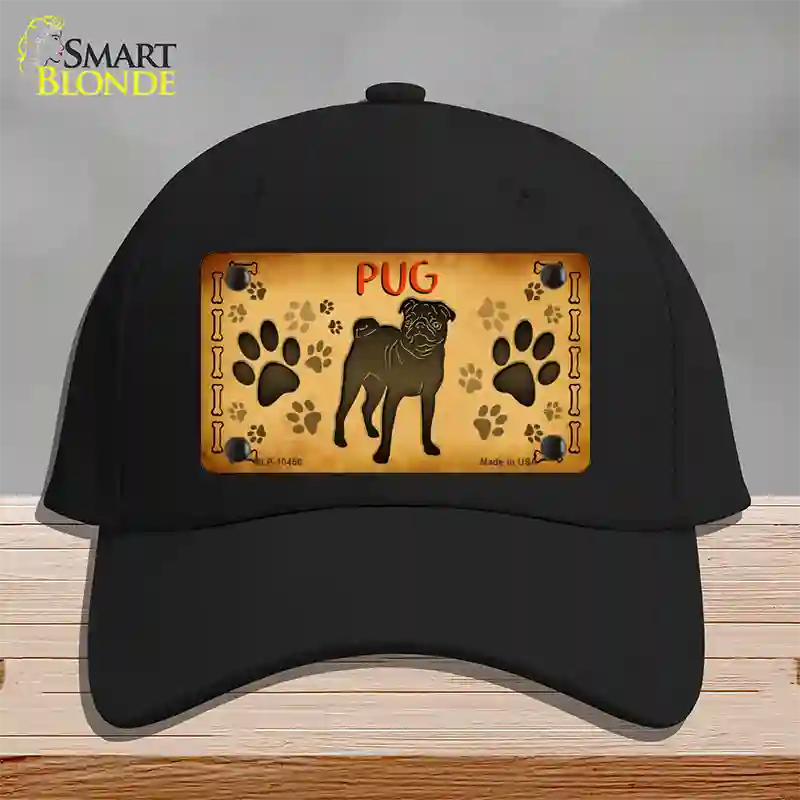 Pug Novelty License Plate Hat Cotton / Black