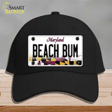 Beach Bum Maryland Novelty License Plate Hat Cotton / Black