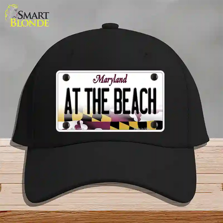 At The Beach Maryland Novelty License Plate Hat Cotton / Black