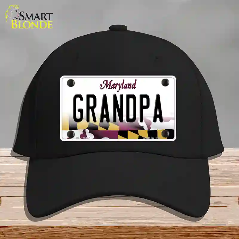 Grandpa Maryland Novelty License Plate Hat Cotton / Black