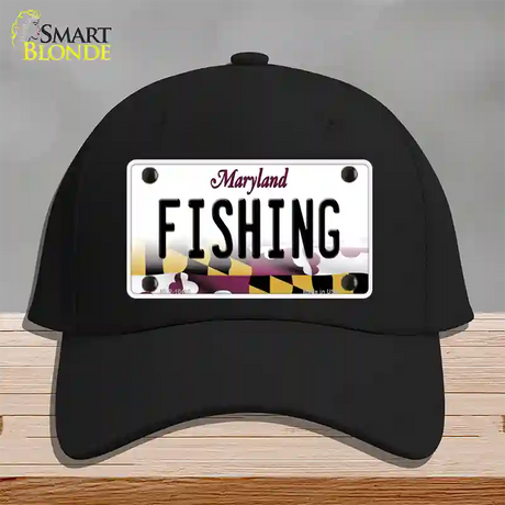 Fishing Maryland Novelty License Plate Hat Cotton / Black