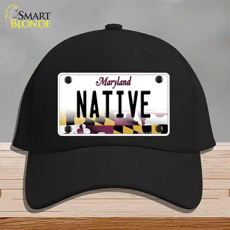 Native Maryland Novelty License Plate Hat Cotton / Black