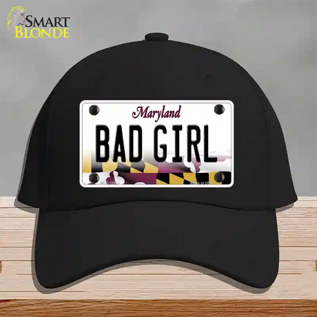 Bad Girl Maryland Novelty License Plate Hat Cotton / Black