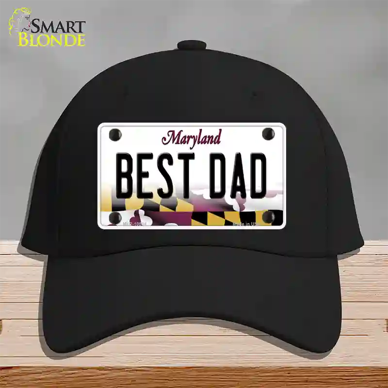 Best Dad Maryland Novelty License Plate Hat Cotton / Black