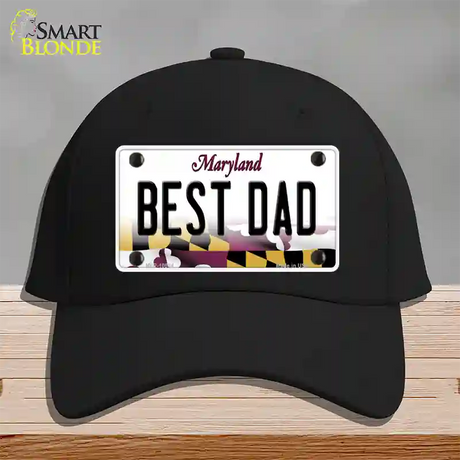 Best Dad Maryland Novelty License Plate Hat Cotton / Black