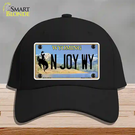 N Joy WY Wyoming Novelty License Plate Hat Cotton / Black