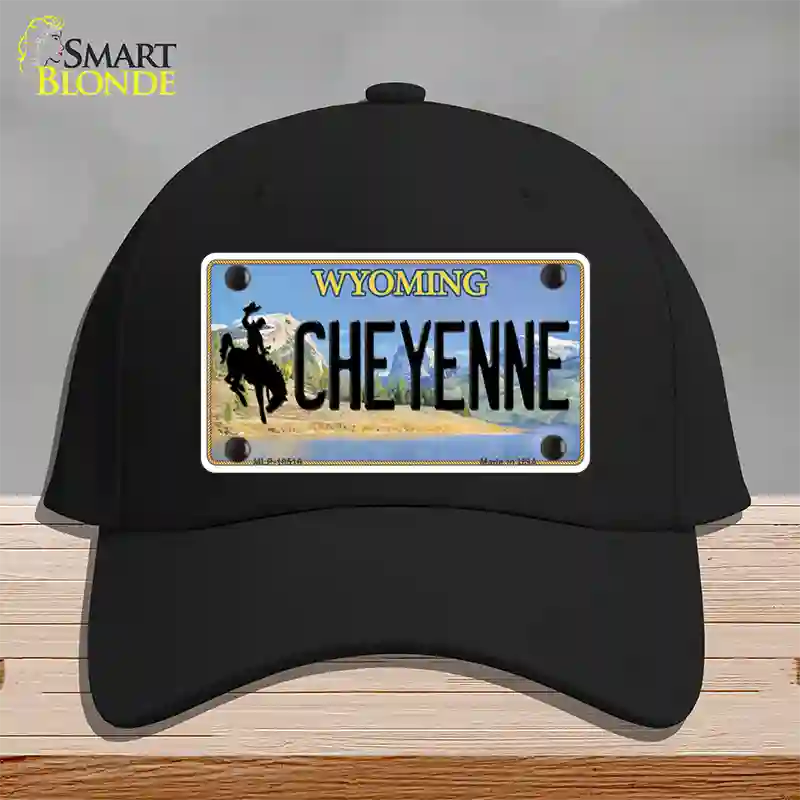 Cheyenne Wyoming Novelty License Plate Hat Cotton / Black