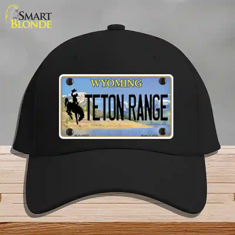 Teton Range Wyoming Novelty License Plate Hat Cotton / Black