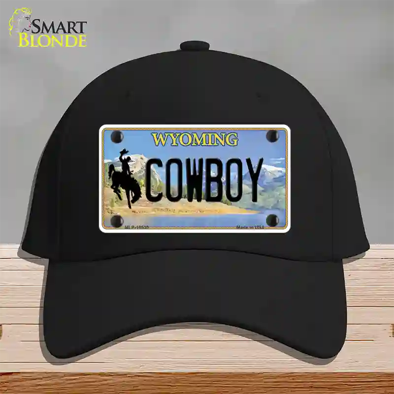 Cowboy Wyoming Novelty License Plate Hat Cotton / Black