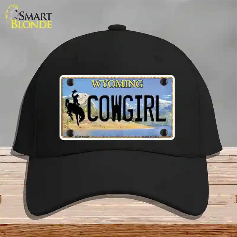 Cowgirl Wyoming Novelty License Plate Hat Cotton / Black