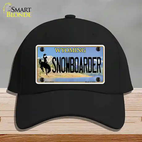 Snowboarder Wyoming Novelty License Plate Hat Cotton / Black