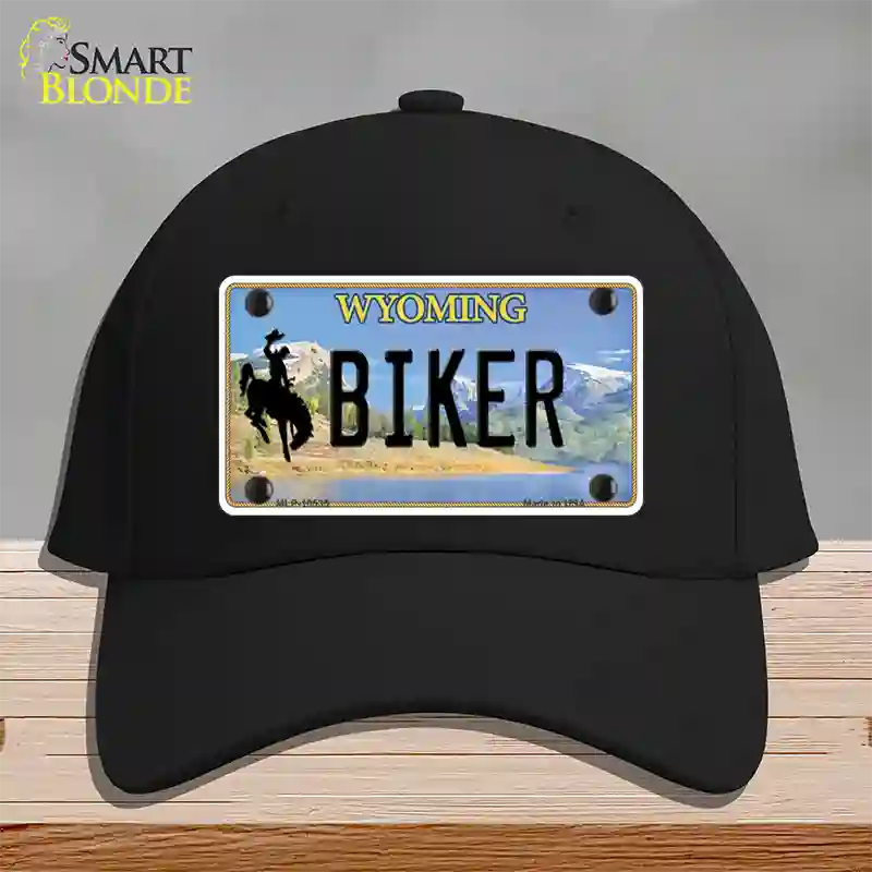 Biker Wyoming Novelty License Plate Hat Cotton / Black