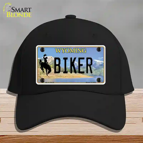 Biker Wyoming Novelty License Plate Hat Cotton / Black