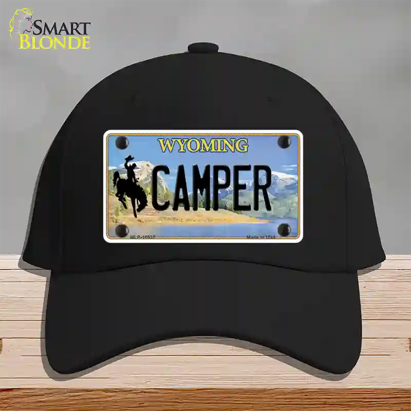 Camper Wyoming Novelty License Plate Hat Cotton / Black