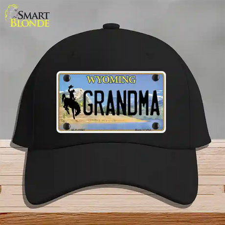 Grandma Wyoming Novelty License Plate Hat Cotton / Black