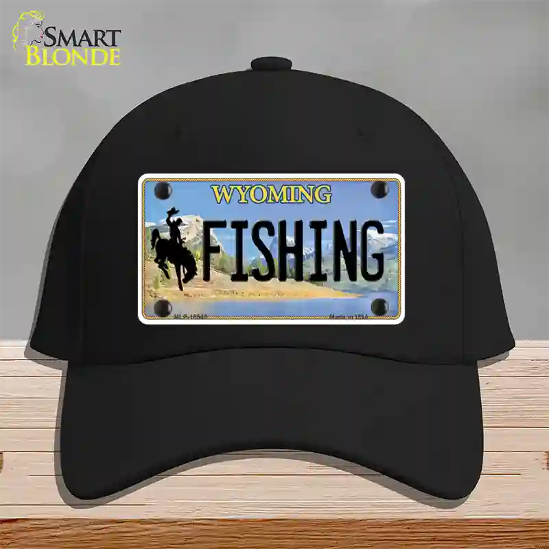 Fishing Wyoming Novelty License Plate Hat Cotton / Black