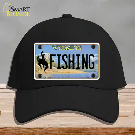 Fishing Wyoming Novelty License Plate Hat Cotton / Black