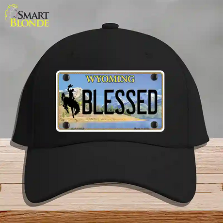 Blessed Wyoming Novelty License Plate Hat Cotton / Black