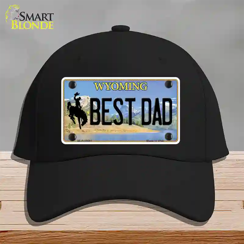 Best Dad Wyoming Novelty License Plate Hat Cotton / Black