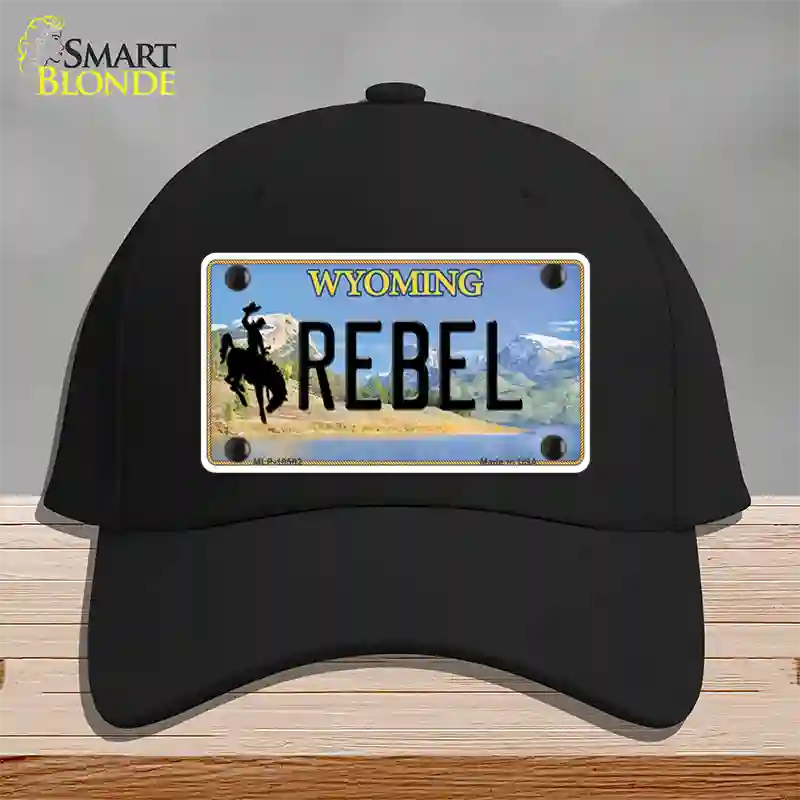 Rebel Wyoming Novelty License Plate Hat Cotton / Black