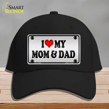 Love My Mom And Dad Novelty License Plate Hat Cotton / Black