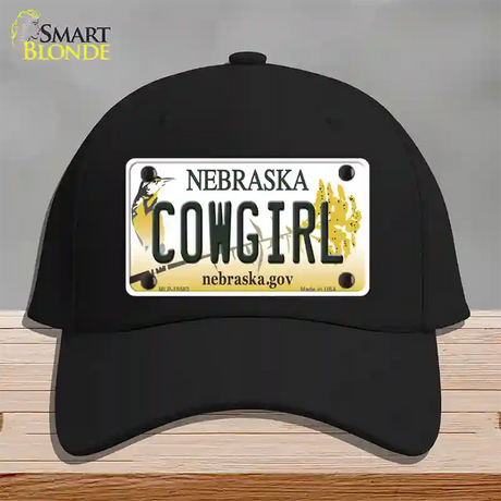 Cowgirl Nebraska Novelty License Plate Hat Cotton / Black