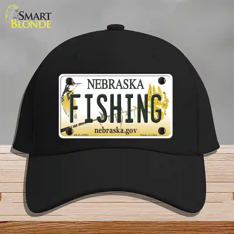 Fishing Nebraska Novelty License Plate Hat Cotton / Black