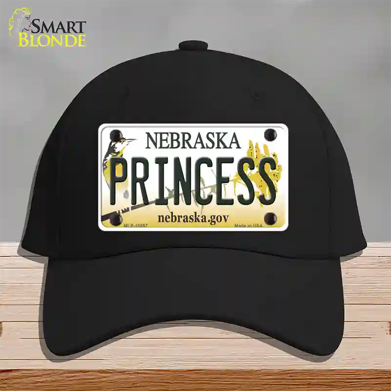 Princess Nebraska Novelty License Plate Hat Cotton / Black