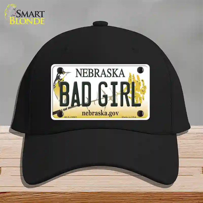 Bad Girl Nebraska Novelty License Plate Hat Cotton / Black