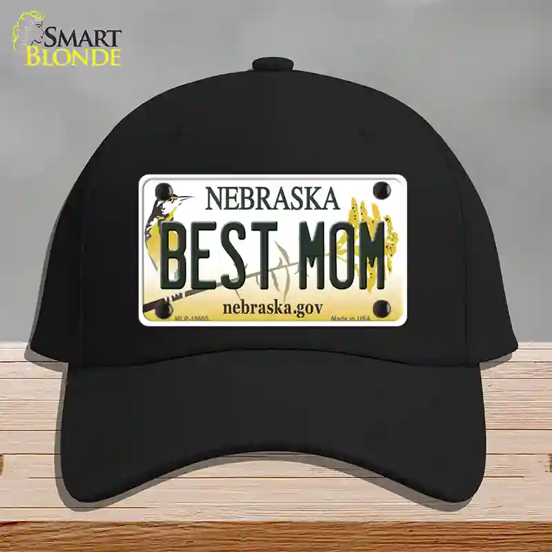 Best Mom Nebraska Novelty License Plate Hat Cotton / Black