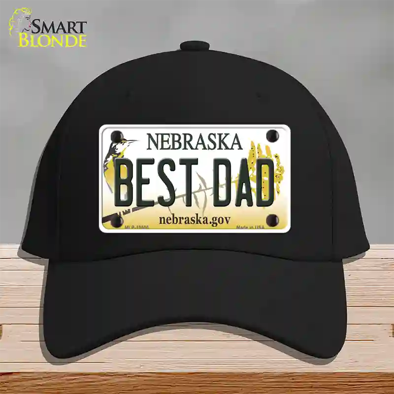 Best Dad Nebraska Novelty License Plate Hat Cotton / Black