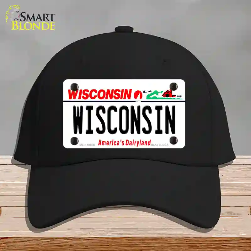 Wisconsin Dairyland Novelty License Plate Hat Cotton / Black