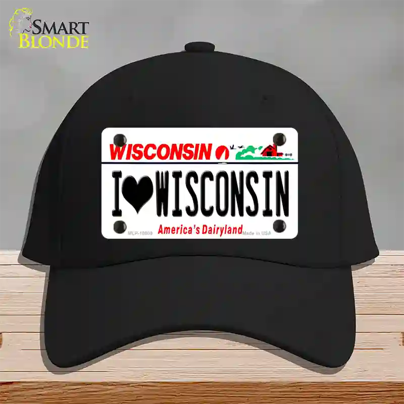 I Love Wisconsin Novelty License Plate Hat Cotton / Black