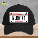 N Joy WI Wisconsin Novelty License Plate Hat Cotton / Black