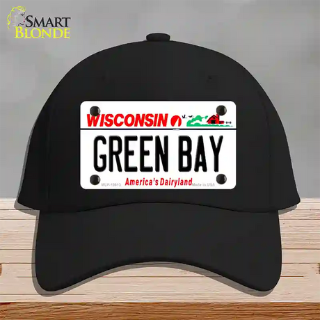 Green Bay Wisconsin Novelty License Plate Hat Cotton / Black