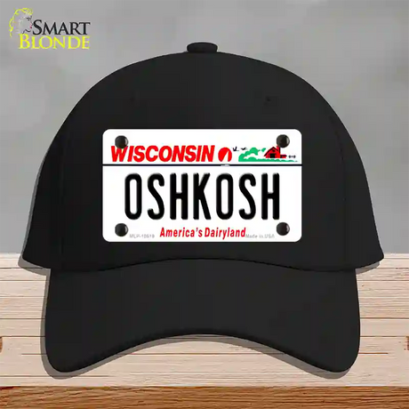 Oshkosh Wisconsin Novelty License Plate Hat Cotton / Black