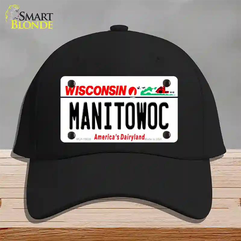 Manitowoc Wisconsin Novelty License Plate Hat Cotton / Black