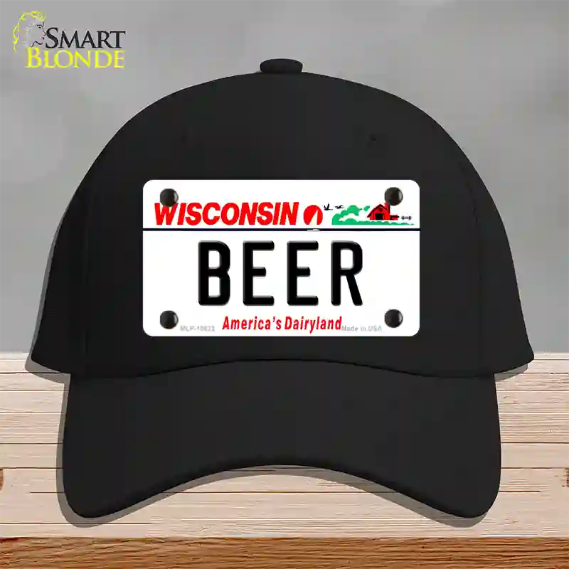 Beer Wisconsin Novelty License Plate Hat Cotton / Black