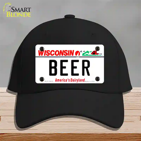 Beer Wisconsin Novelty License Plate Hat Cotton / Black